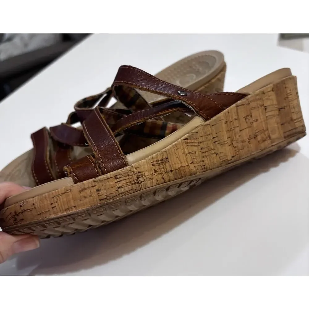 Womens Crocs A-Leigh size 9 Strappy Cork Wedge Sandals